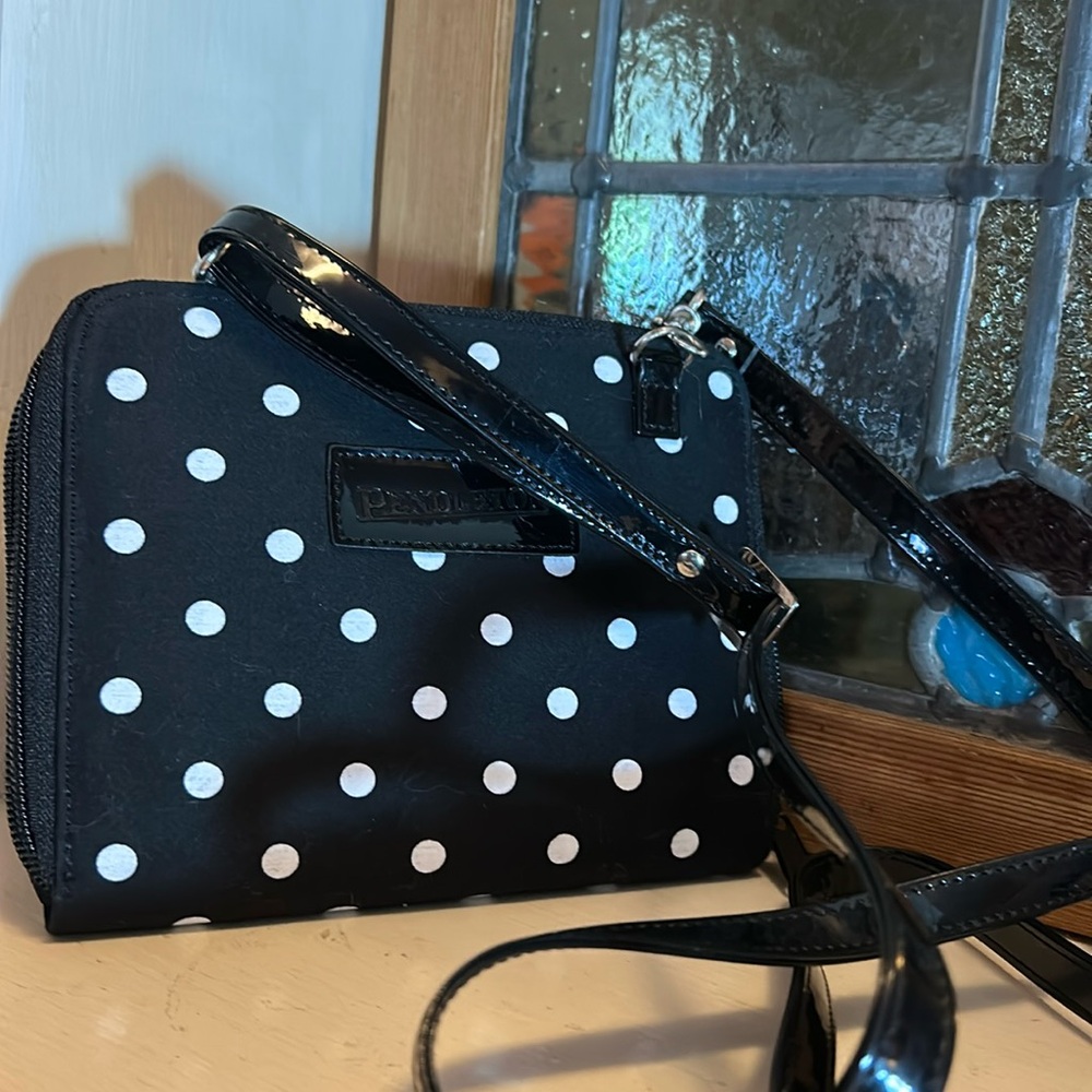Pendleton Black and White Dot Crossbody Bag - Picture 2 of 4